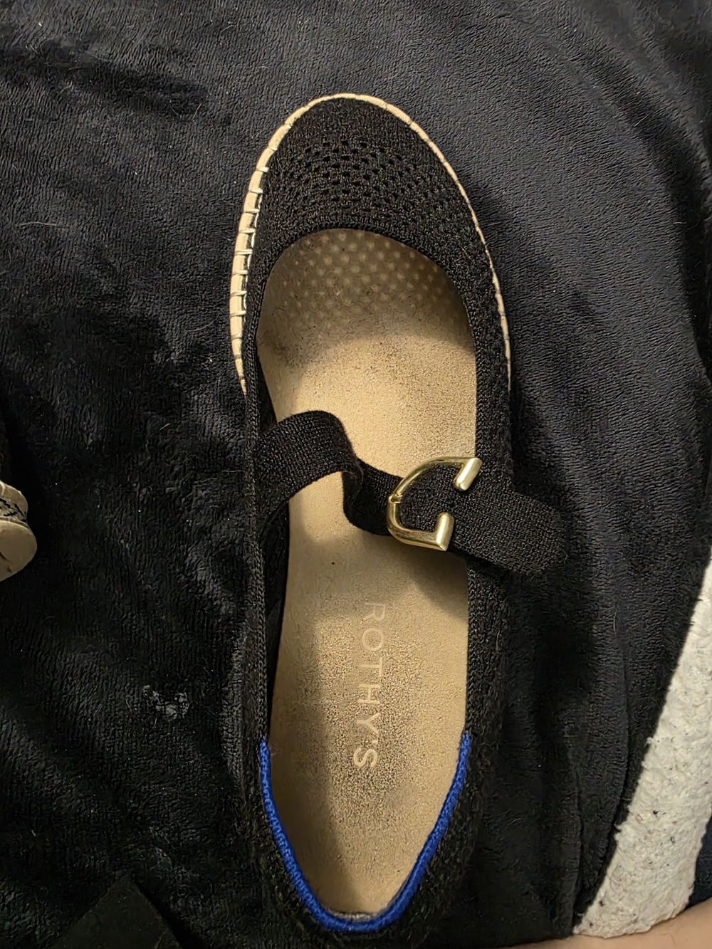 Rothy's Espadrille Mary Jane in Black with Gold Buckle - Picture 7 of 9